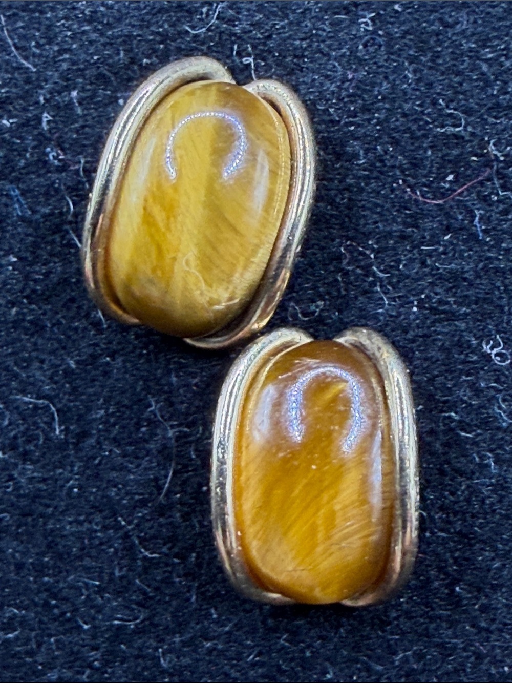 Avon Vintage 14K Gold Filled Tigers Eye Post Stud Earrings, Jewelry